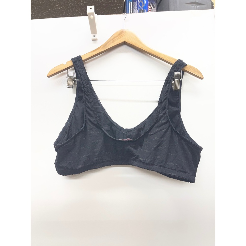 Savage X Fenty Womens Black Tonal Logo Unlined Wireless Bralette Rose Gold Charm - Picture 2 of 4